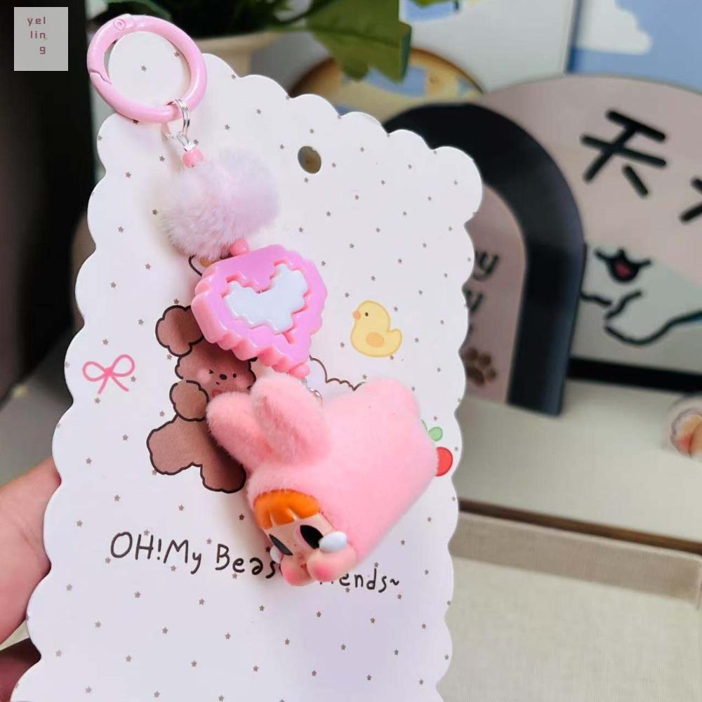 YELLING Mềm Móc chìa khóa The PowerPuff Girls Silica gel Hạt dây chuyền búp bê hoạt hình Sáng Tạo Tai Thỏ Dây đeo điện thoại đổ mồ hôi Bé gái