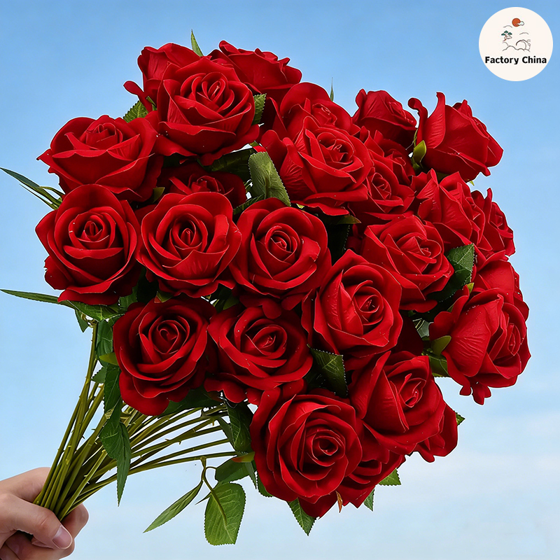 3/5/10pcs ช่อดอกไม้ ดอกกุหลาบวันวาเลนไทน์ ดอกnไม้ลวดกํามะยี่ ดอกnไม้วาเลนไทน์ ดอกไม้ปลอม ตกแต่งบ้าน ตกแต่งห้อง ราคา 28 บาท*ส่งฟรี