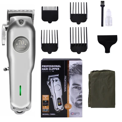70th anniversary Silver Rechargeable Hair Clipper Cordless Electric Hair Trimmer Professional Haircut Shaver Beard Shaver Machine All Metal