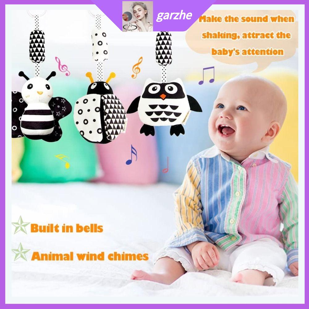 GARZHE24272 Mềm mại Đồ chơi treo cho bé Chuông gió đen trắng Đồ nhồi bông Đồ chơi lắc cho xe đẩy Chất lượng cao Độ tương phản cao Đồ chơi lục lạc cho trẻ sơ sinh