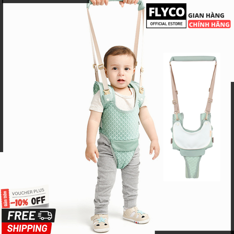 Hàng Xuất Khẩu Mỹ - Đai Tập Đi Thông Minh Cho Bé Siêu Thoáng Vải Dệt Kim Flyco Phù Hợp Trẻ Em 6 Tháng Đến 2 Tuổi - Dụng Cụ Thay Thế Xe Tập Đi Hỗ Trợ Ngồi - Đẩy Tròn Xe Tap Di 1 Lưng Đa Năng Gà Ga Con Trái Gái Dai Tap Di