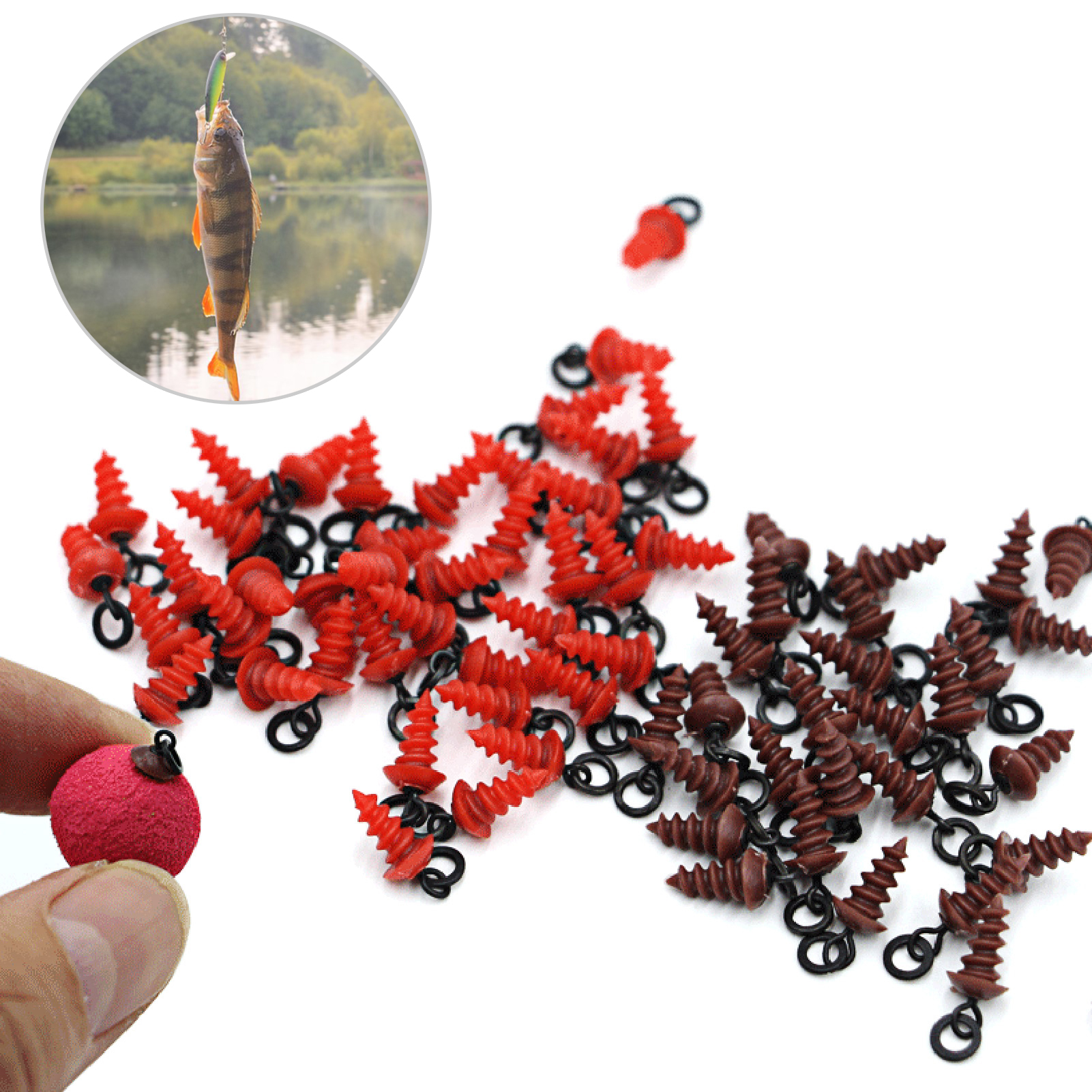 yiyanai Small Lure Screw 20pcs Carp Fishing Lure Screw with Swivel Heavy Duty Bait Holder for Freshwater Saltwater Fishing Outdoor Accessories for Anglers in Asia
