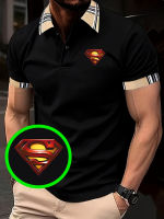 Jeans Fritz Superman Embroidered Contrast Cuff Polo Shirt For Men Short Sleeve Regular Fit Breathable Casual Superhero Top COD Fast Delivery