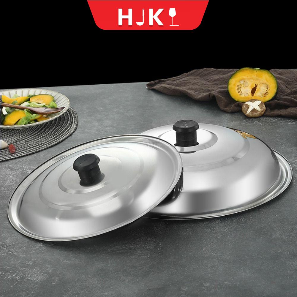 HJKL Nút thắt bằng nhựa màu đen Nắp nồi inox Chống bỏng Chống tràn Nắp chảo Phụ kiện nhà bếp 32/34/36/38/40cm Nắp nồi Chảo