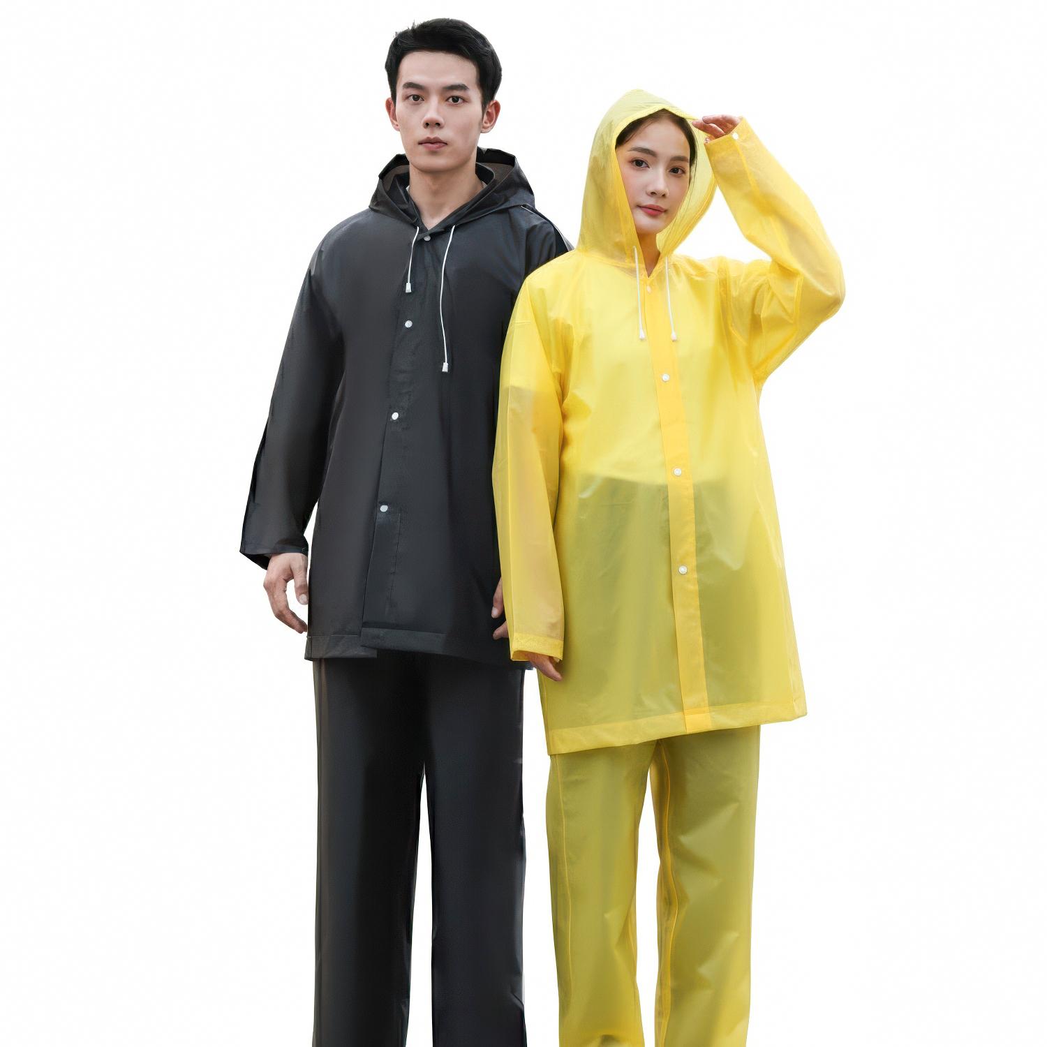 Jas Hujan Dewasa Setelan Celana Raincoat Desain Polos Bahan Eva Hitam & Kuning - SRH03 Harga 31,050 rupiah*Gratis Ongkir