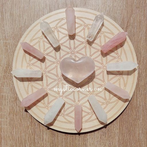 Trụ đá thạch anh Trắng/Hồng mini, trụ đá thanh tẩy Tarot, Reiki, Phong thủy làm Grid
