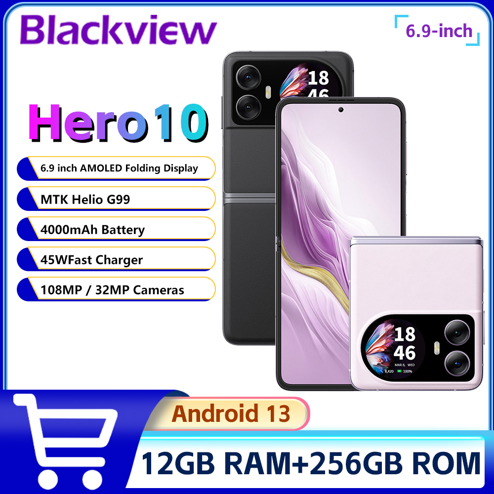 Blackview HERO 10 Smartphone 6.9 inch AMOLED Folding Display 12GB 256GB MTK Helio G99 108MP Camera 45W Charger