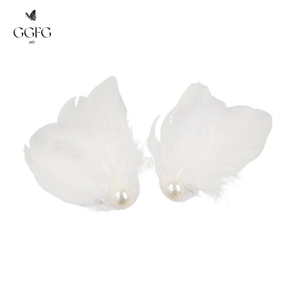 GGFG Ngọc Trai Kẹp tóc lông vũ Phụ kiện đội đầu Balletcore Kẹp tóc thiên nga trắng Tinh tế Cổ điển Kẹp tóc ngọc trai ba lê Phụ nữ