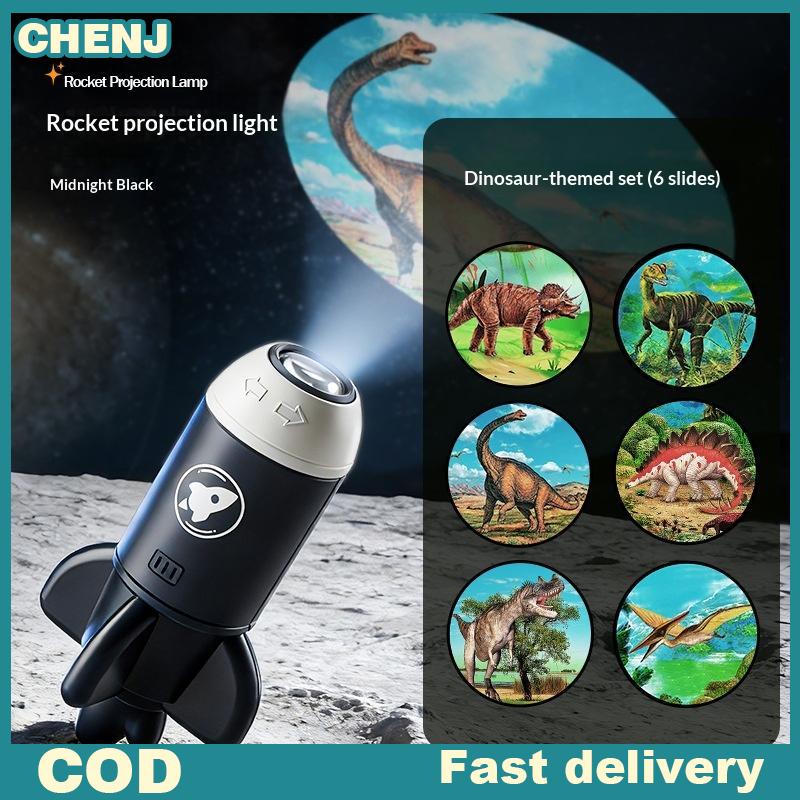 CHENJ USB Dinosaur Starry Sky Projector 1 Set LED Night Lamp Adjustable Brightness for Kids Room Bedside Table Nursery Lighting