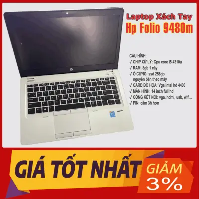 Laptop xách tay Hp Folio 9480m | Core i5 | Ram 8gb | Ssd 256gb | Màn Full - Bảo Hành 3 Tháng