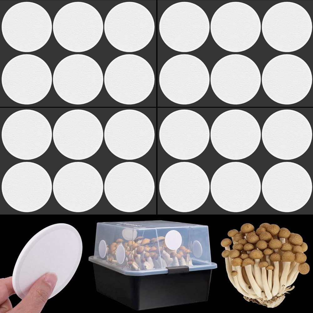 ZEIIE 24pcs Thoáng khí Đĩa lọc dính Monotub Phổ quát Bông Vật tư trồng nấm Chuyên nghiệp Micropore Bộ lọc Monotub dành cho nấm Đồ dùng làm vườn - 2