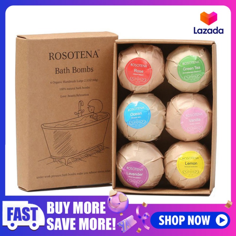 Buy LightSmile 6 Packs Organic Bath Bombs Gift Set, Handmade Spa Bombs Kit, Fizzy Spa to Moisturize Dry Skin, Large Relaxing Epsom Salt Bathbombs, Idea Gift for All Ages Men, Women, Wife, Girlfriend Singapore