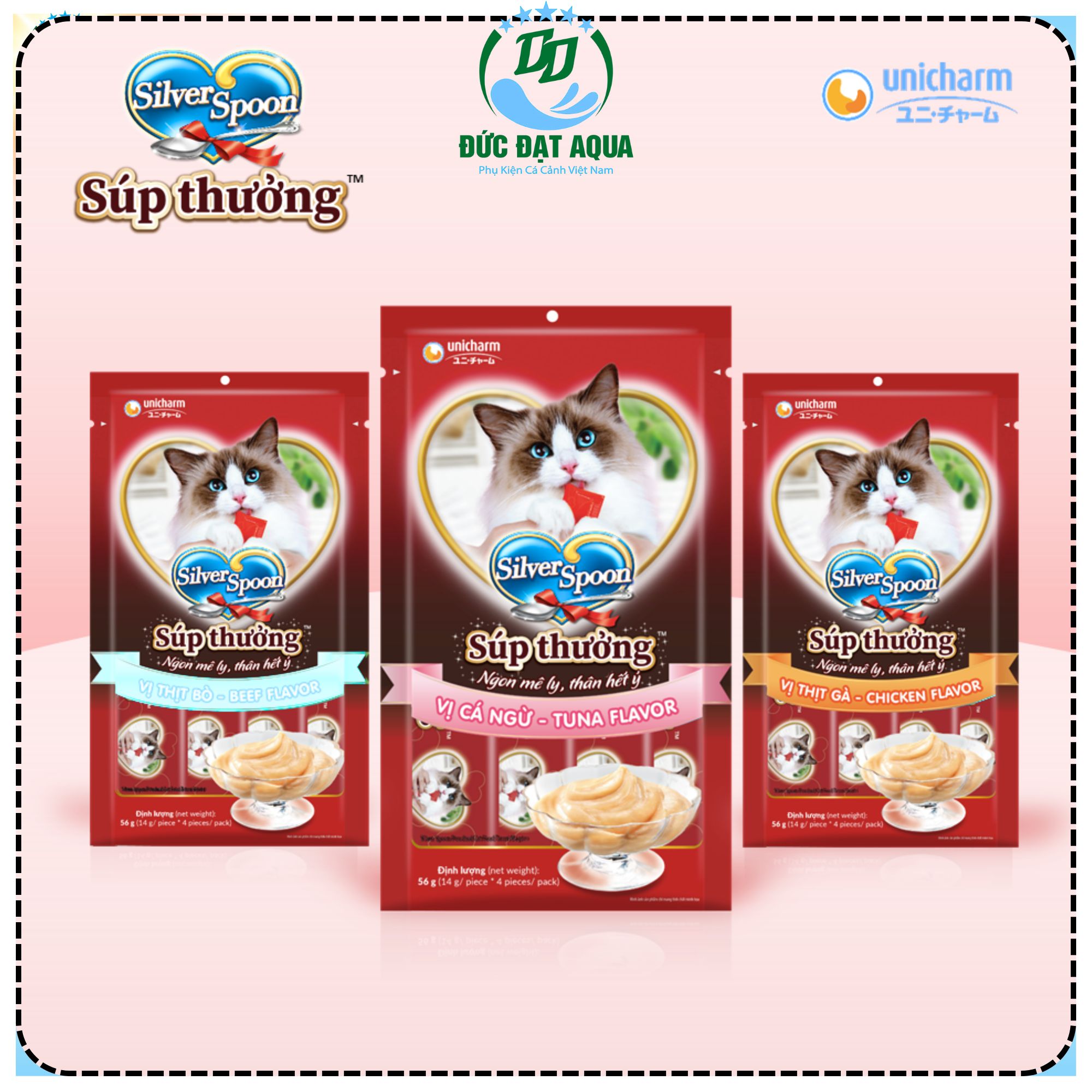 Súp Thưởng Cho Mèo Silver Spoon Thailand dạng thanh 56g (4 tuýp) chính hãng