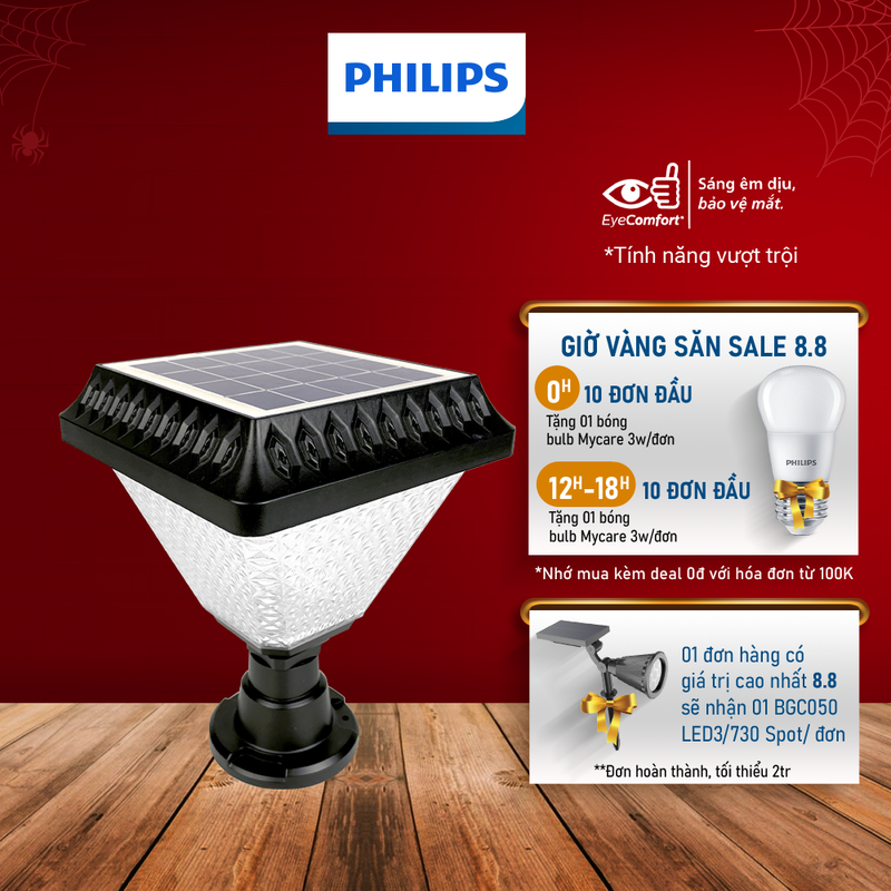 Đèn năng lượng mặt trời philips - gắn cổng bgc050 led3/730