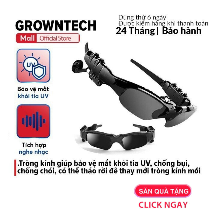 Mắt kính Bluetooth Sport GrownTech V4.1 đa năng tiện lợi kết nối điện thoại tiện lợi chống tia UV