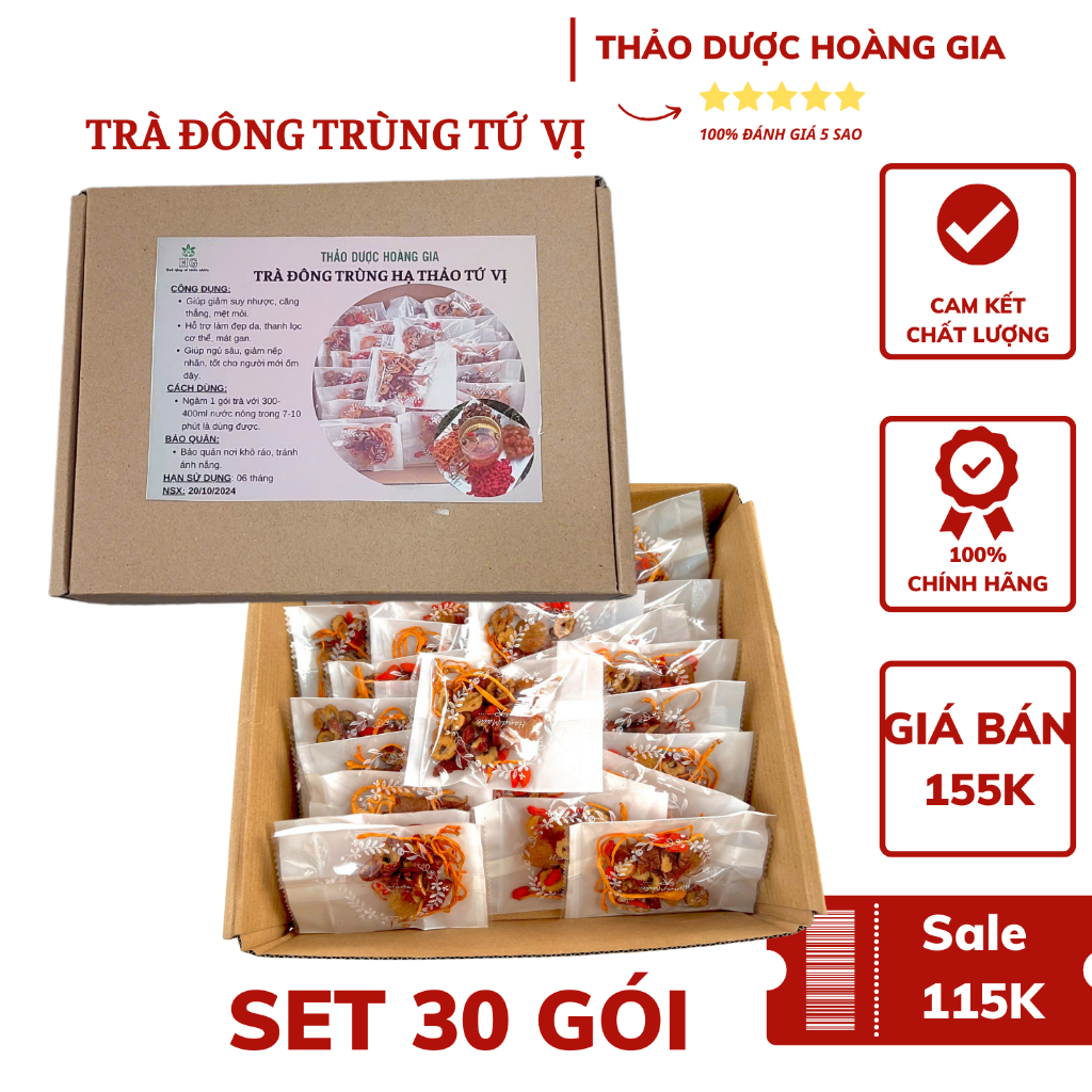 Trà Thảo Mộc, Trà Dưỡng Nhan, Trà Thanh Nhiệt (hộp 30 Gói) Đẹp Da, Giảm Cân, Mát Gan, Thanh Lọc, Dễ Ngủ