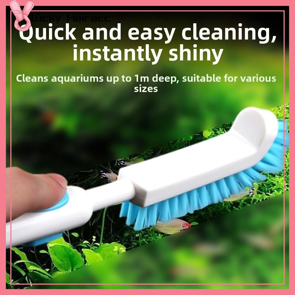 LUCKY HAIRACC Không có góc chết Bàn chải bể cá Nylon Tẩy cặn Dụng cụ vệ sinh bể cá Bền bỉ 33cm có thể thu vào Bàn chải làm sạch tảo bể cá Dụng cụ làm sạch vết bẩn