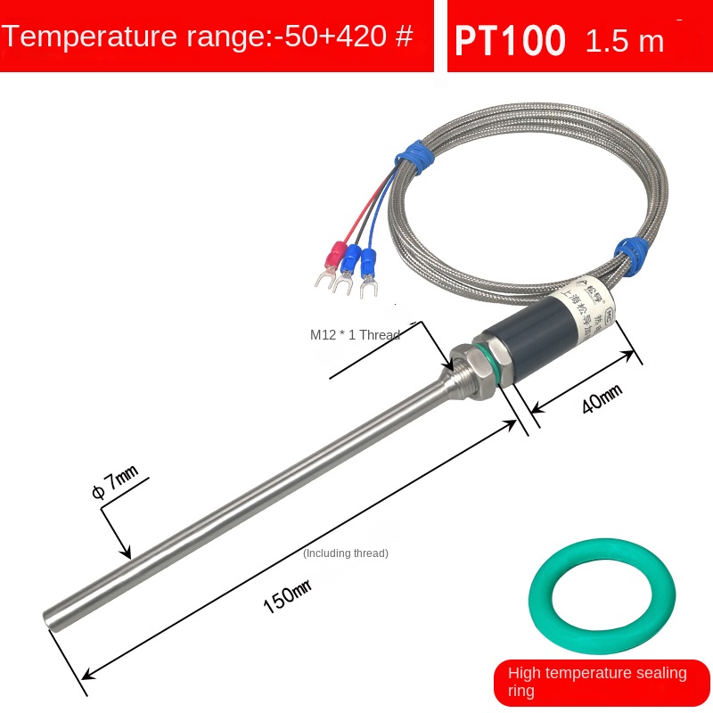 PT100 Cảm Biến Nhiệt Độ Đầu Dò Nhiệt Độ Chống Thấm Nước WZP-187 Điện Trở Nhiệt Platin Thanh Cảm Biến Nhiệt Độ Cặp Nhiệt Điện Loại K/E - PT100/150*1.5 Mét