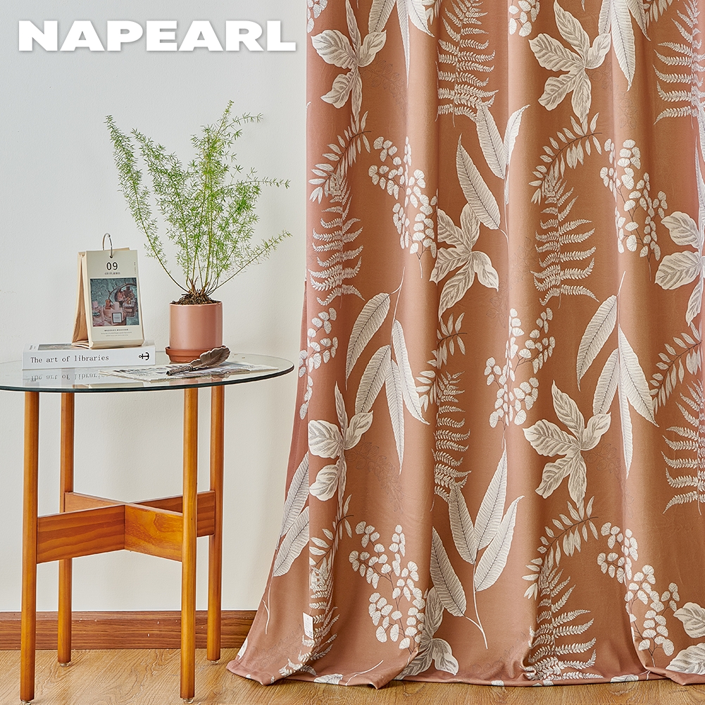 NAPEARL Caramel Retro Printed Curtains Pastoral Style Modern Blackout Curtain for Living Room 1PC ราคา 750 บาท*ส่งฟรี