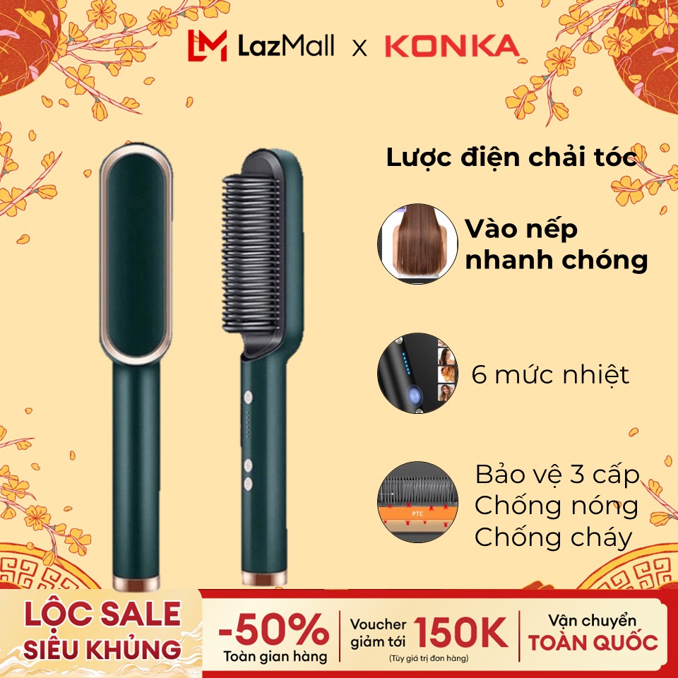 Lược sấy duỗi tóc điện, hỗ trợ sấy tóc, duỗi tóc, làm khô tóc nhanh, thiết kế mới, 1 đổi 1 trong 7 ngày