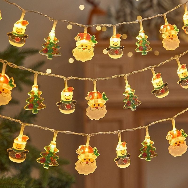 Led Christmas Light String Santa Claus Snowman Xmas Tree Home Party Atmosphere Decor Colourful Light Battery Operated