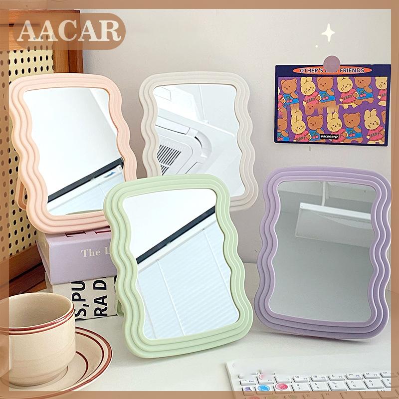 AACAR Sóng Máy tính để bàn trang điểm gương rắn màu đơn giản cầm tay cầm tay trang điểm gương có thể gập lại sinh viên nhỏ gọn dễ thương gương