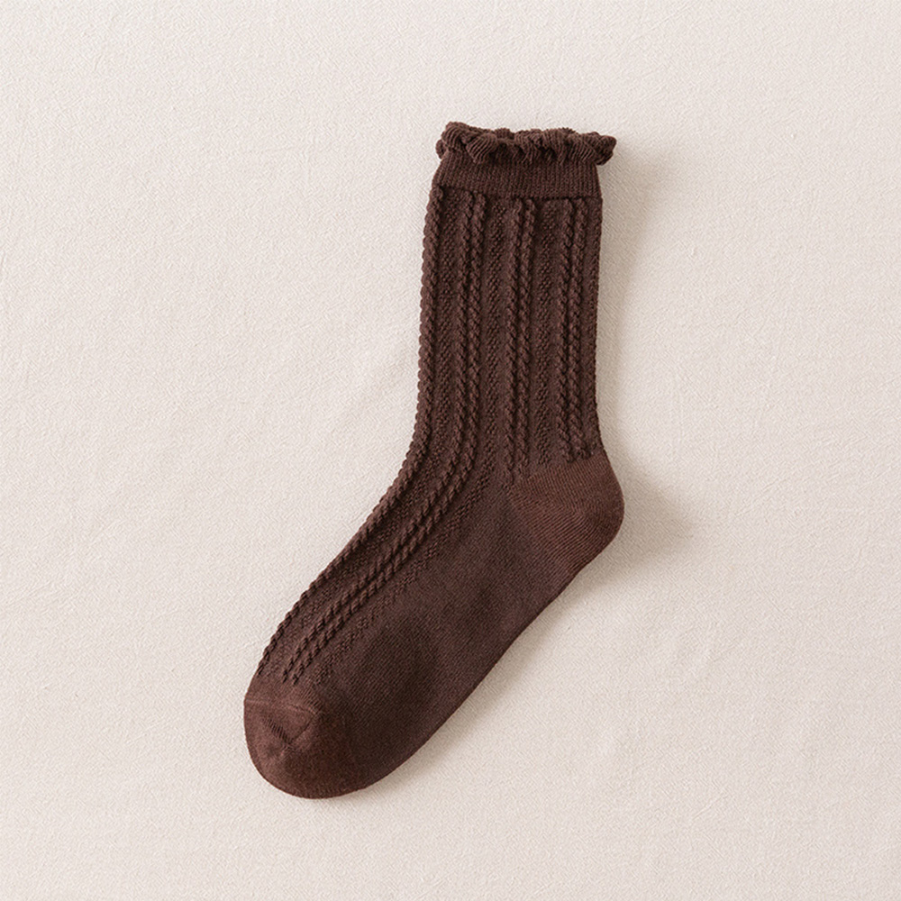 Jubeng mới dễ thương thoáng khí giản dị mùa đông Ruffle ren bên bông vớ phụ nữ vớ Hàng dệt kim