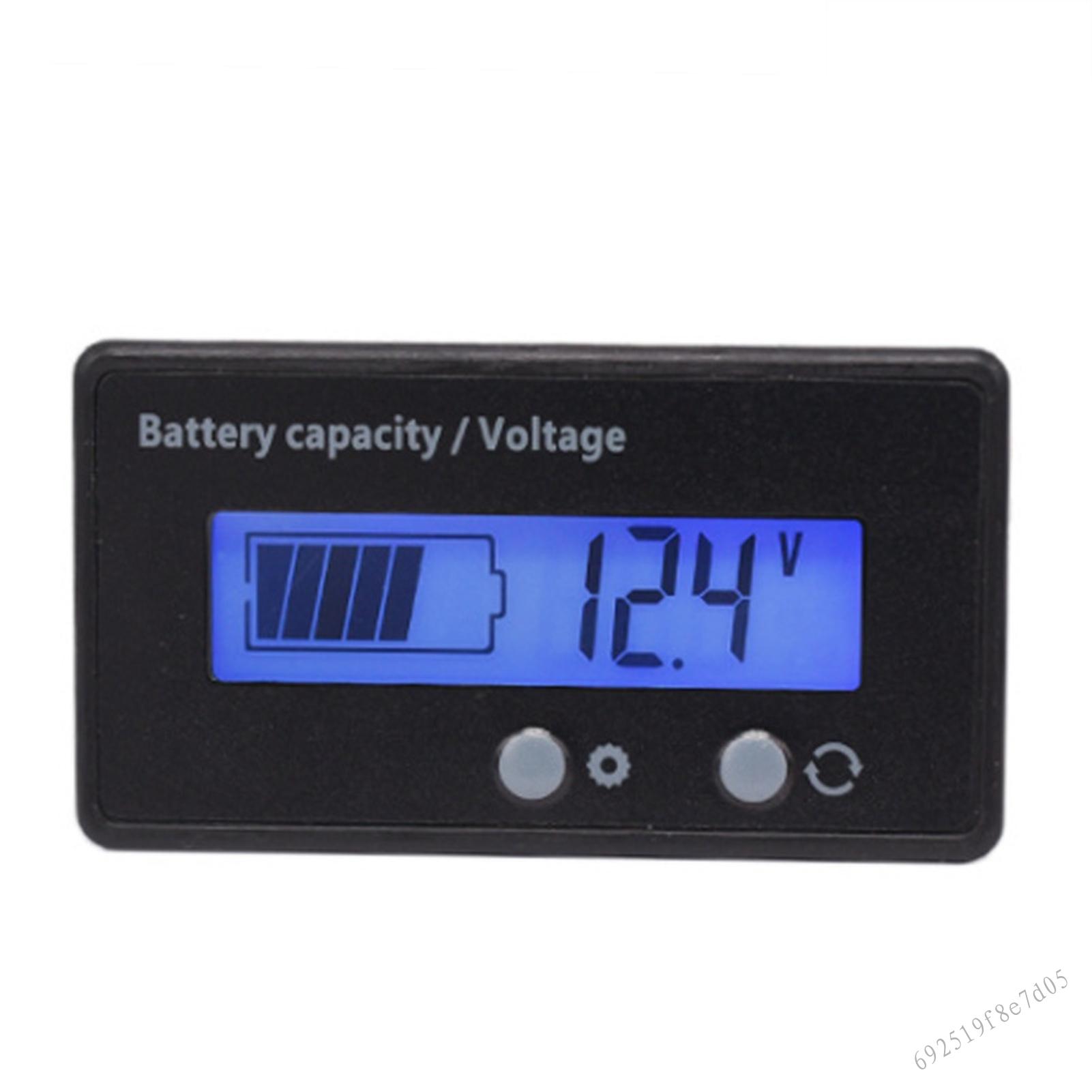Battery Capacity Indicator 12V 24V 36V 48V 60V 72V Battery Tester with LCD Temperature Voltmeter with Backlight GRI-VN