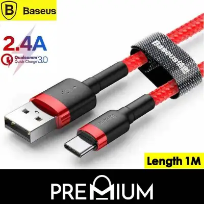 BASEUS Cafule 1M USB Data Charge Charger Fast Charging Nylon Braided For Type C USB C Samsung S21 S20 Ultra Plus Note 10 S10 S10e S10+ + e S9 S9+ Note 9 S8 S8+ Note 8 Huawei P40 Pro P40 P30 Mate 30 Pro Xiaomi Oppo Sony LG Portable Cable 2.4A Kevlar
