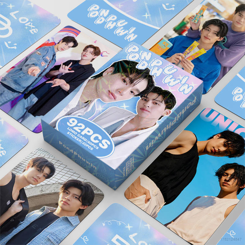 clu สติ๊กเกอร์ PHUWIN POND 92 ชิ้น/เซ็ต การ์ดรูปถ่ายสองด้าน การ์ด LOMO โปสการ์ด การ์ดชนิดบรรจุกล่อง ulc