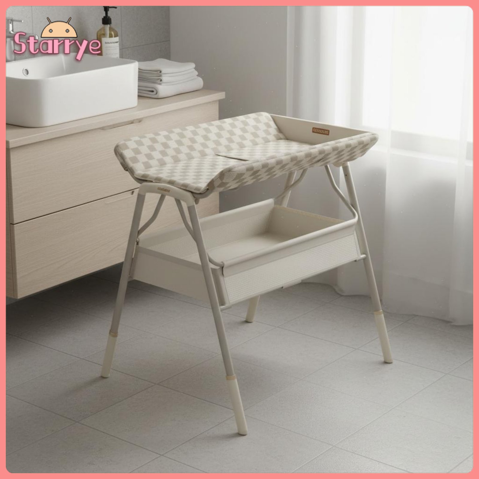 Sunnimix Multifunction Changing Table with Bath Tub 2 in 1 Newborn Changing Bath Table Space Saving Folding Baby Diaper Station Easy to Clean for Newborns, Infants, Nursery, Bathroom, Small Apartment ราคา 14,428 บาท*ส่งฟรี