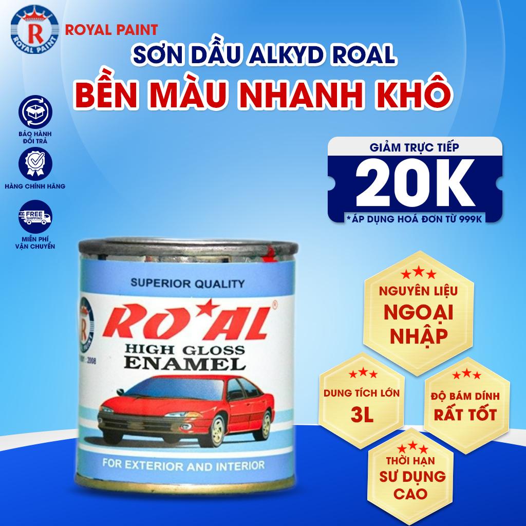 Sơn Dầu Sắt Lon 1 Lít , Sơn Sắt Chống Rỉ,KLT từ 0.8 tới 0.9kg tùy màu, Sơn Kim Loại Chống Rỉ Hoàng Gia, Sơn Dầu Alkyd ROAL, Sơn Trên Kim Loại
