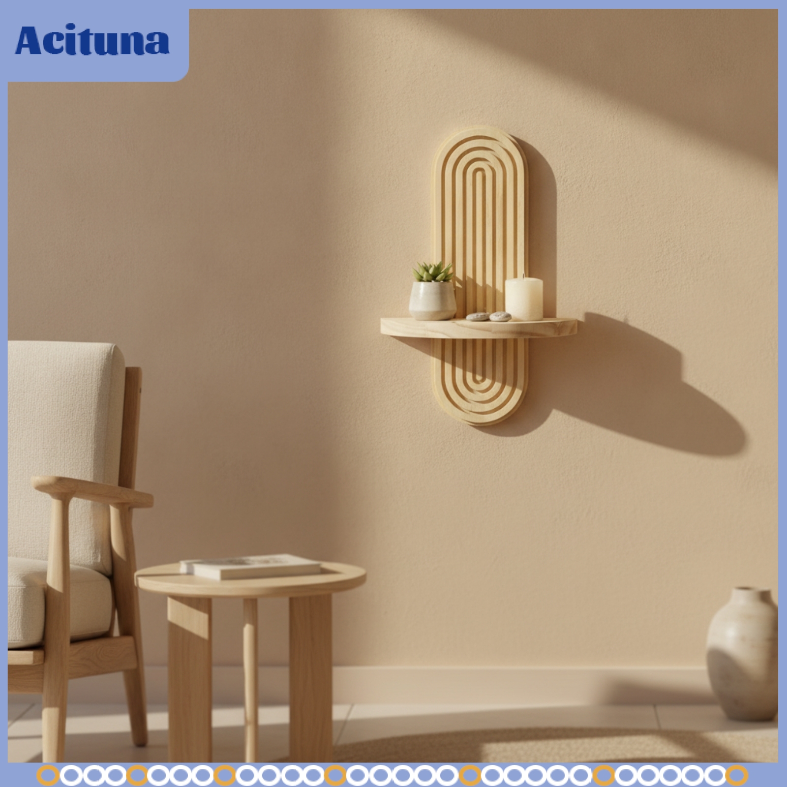 Acituna Decorative Arched Wall Shelf Geometric Slatted Wall Shelf Boho Shelving Space-Saving for Reading Corner ราคา 3,325 บาท*ส่งฟรี