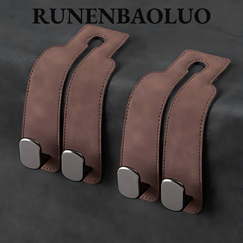 RUNENBAOLUO Car Seat Dual Hooks Multi-Functional Rear Phone Holder Storage Organizer Leather Style Interior Accessory Giá 20,000 Đồng*Miễn phí vận chuyển