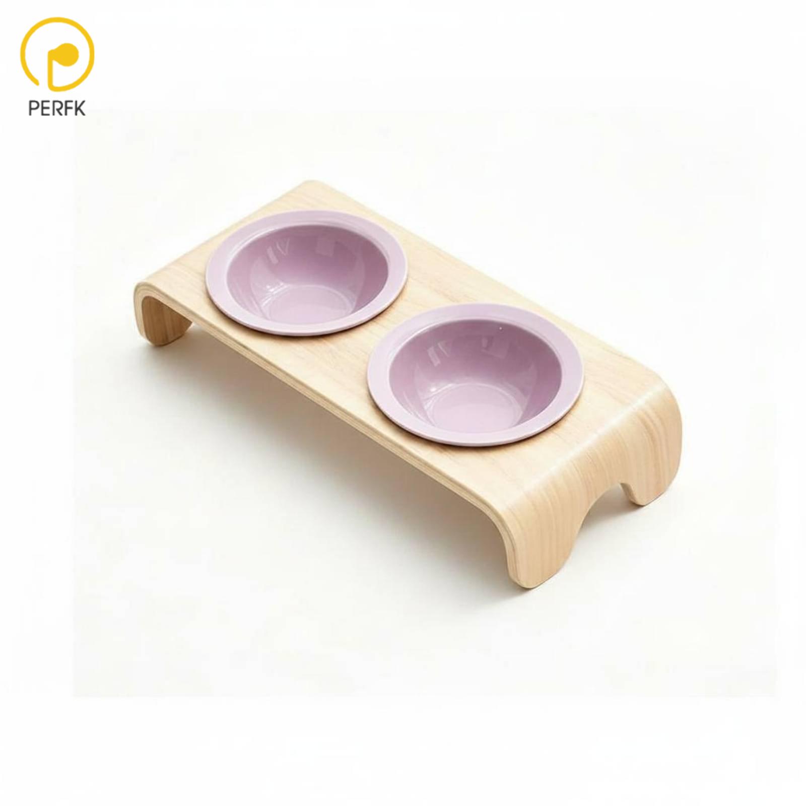 Industrial Bowl Bentwood Raised Double Ceramic Cat Bowls Elevated Feeding Platform Bowl for Cats for Indoor Pet Mealtime ราคา 4,322 บาท*ส่งฟรี