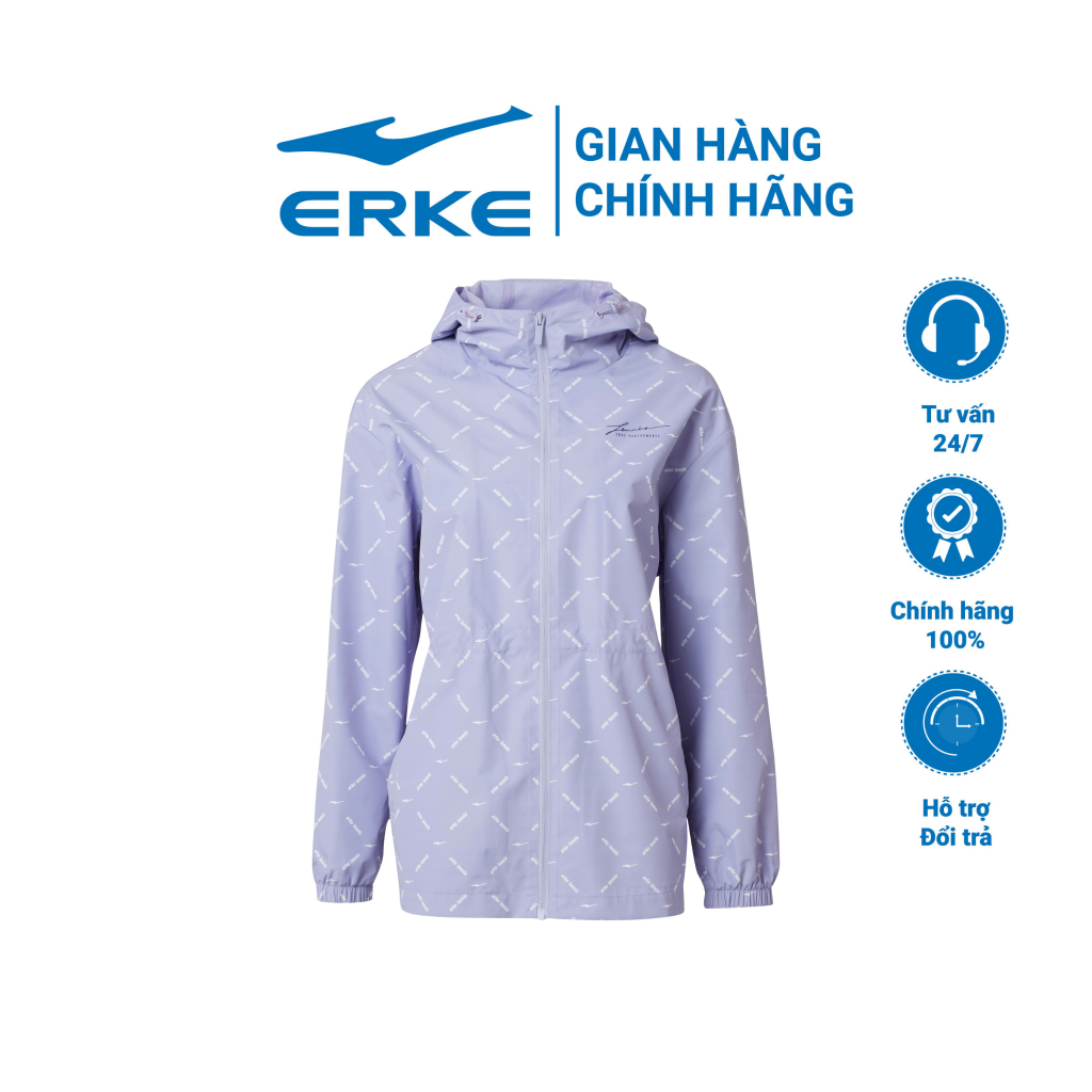 Áo khoác gió thể thao nữ ERKE áo khoác nữ áo gió nữ kháng khuẩn thoáng mát 12222301214