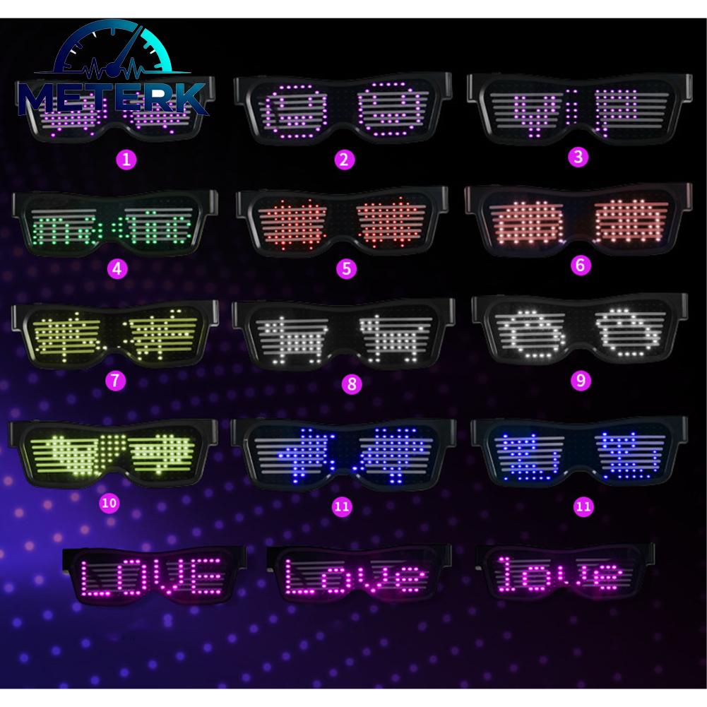 Meterk แว่นตา LED สีแดงแบบไดนามิกบลูทูธ APP ควบคุม USB ชาร์จ Smart Light Up แว่นตาสำหรับปาร์ตี้ไนท์คลับเทศกาล Raves ราคา 952 บาท*ส่งฟรี