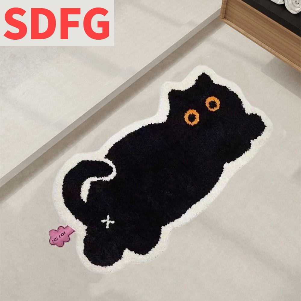 SDFG ดูดซับน้ำได้ดี พรมปูพื้นรูปแมว กันลื่น แมวดำ พรมปูพื้นพรม ของตกแต่งบ้าน น่ารักน่ารักๆ ห้องนอนและห้องนอน ราคา 195 บาท*ส่งฟรี