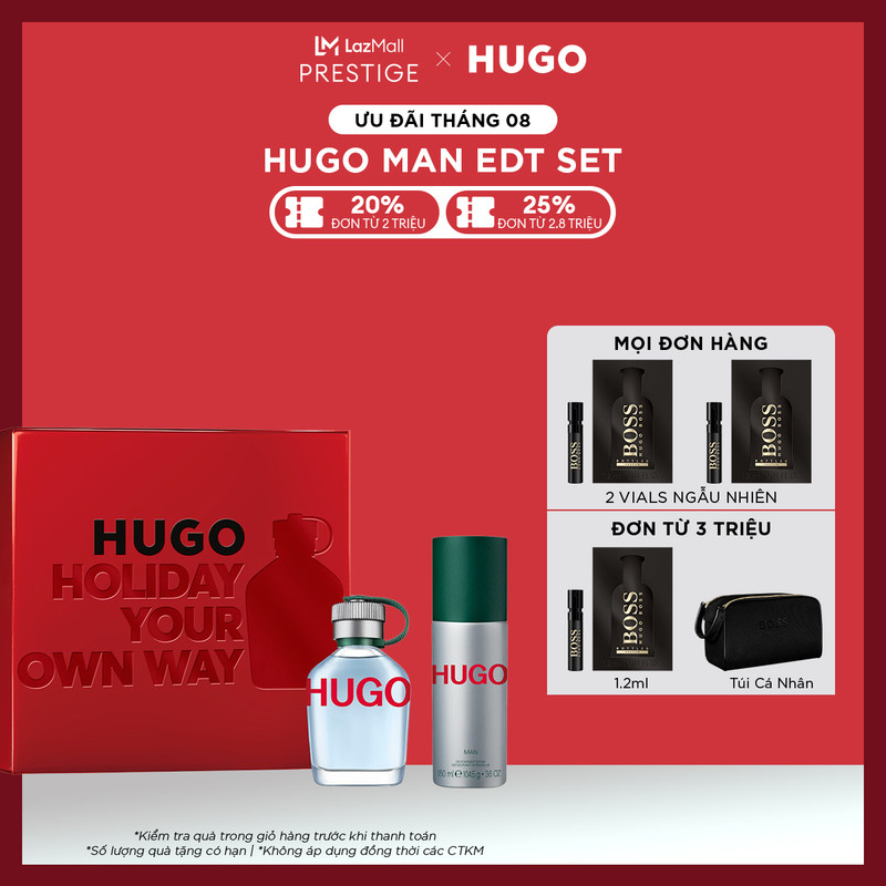 Set nước hoa nam hugo man edt 75ml + xịt khử mùi 150ml