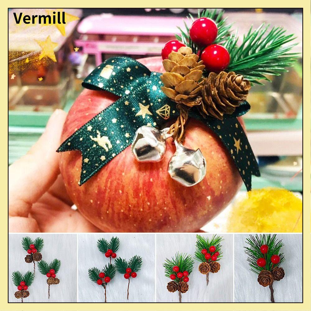 VERMILL 10PCS Tự làm Nón thông Giáng sinh Đỏ  Xanh Nón thông Đồ trang trí Giáng sinh Sáng tạo Bao bì Hộp quà Giáng sinh trang trí Đồ trang trí Giáng sinh