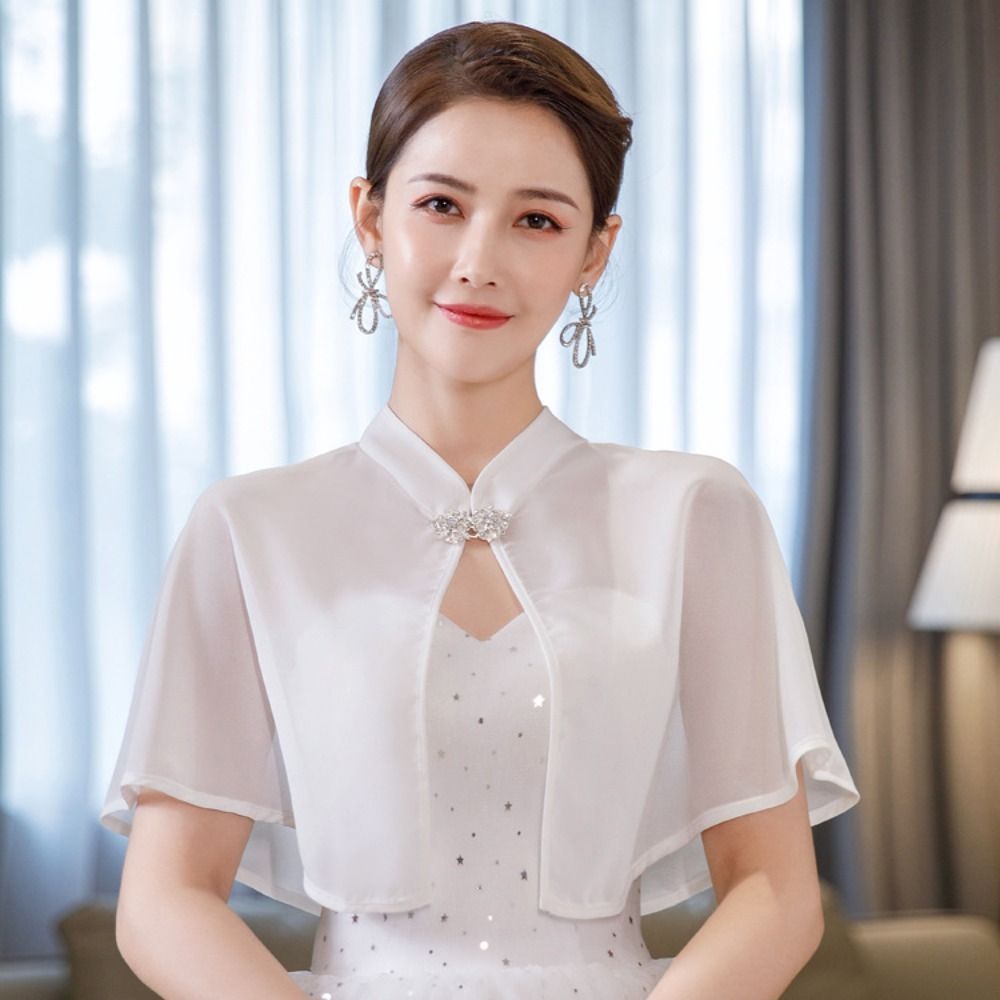 GOUPDO Phụ nữ Áo choàng cưới Phụ kiện đám cưới Quấn cô dâu Áo choàng dạ hội buổi tối Khăn choàng cô dâu đám cưới Áo choàng cô dâu Khăn choàng voan - 2