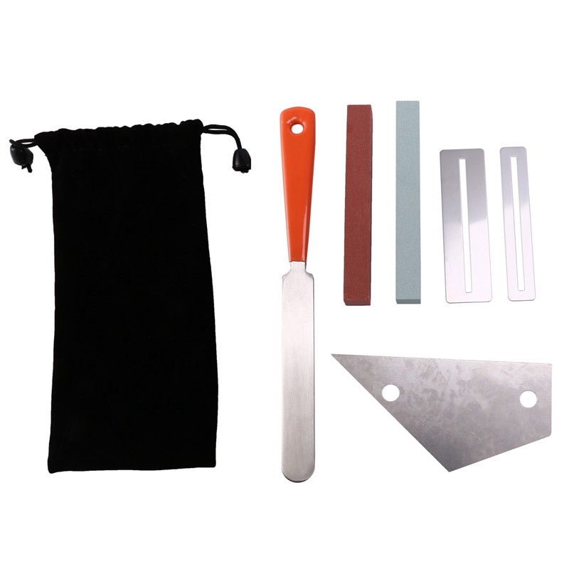 (AOPG) Guitar Luthier Tool Kit Included 1 Pcs Guitar Fret Crowning Luthier File,1 Pcs Stainless Steel Fret Rocker,2 Pcs Fingerboard Guards Protectors And 2 Grinding Stone For Guitar
