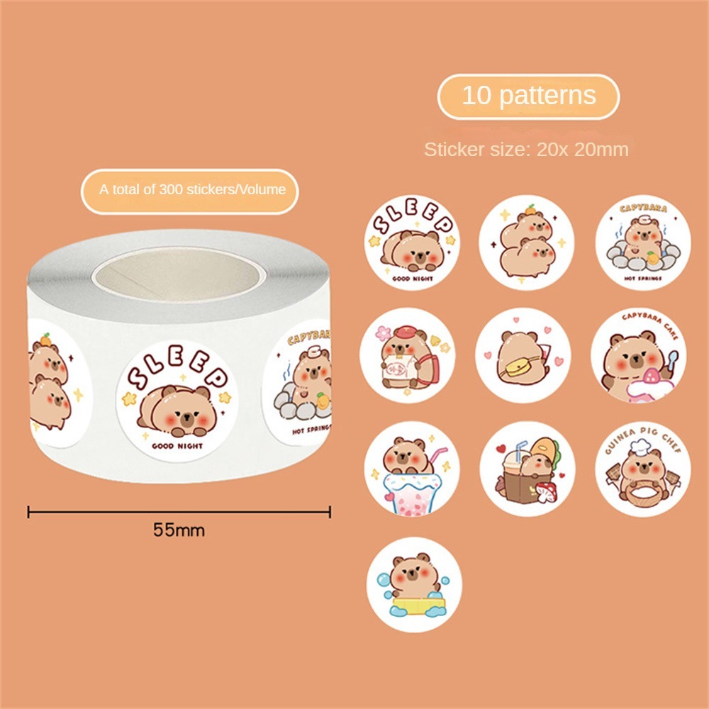 500Pcs/Roll Little Beaver Loopy Roll Sticker Cute Capybara Sanrio High Appearance Sticker Handbook D