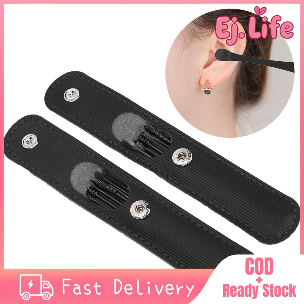 Ej. Life Bộ dụng cụ lấy ráy tai 14 chiếc Dụng cụ nạo tai bằng thép không gỉ với bàn chải làm sạch và hộp lưu trữ Bộ dụng cụ làm sạch tai