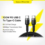 Dây cáp sạc Baseus từ USB C sang USB Type-C hỗ trợ QC 4.0 100W cho iPhone 15 / Xiaomi /Huawei /MacBook
