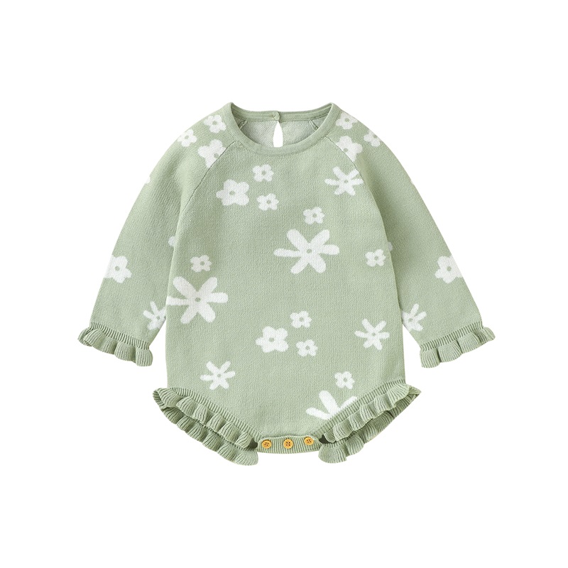 ANFUTON Baby Girls Autumn Cual Romper Long Sleeve Crewneck Knit Floral