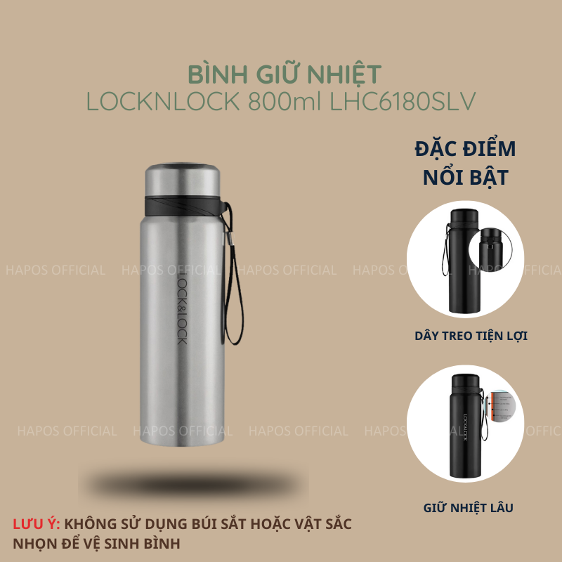 Bình giữ nhiệt LocknLock Vacuum Bottle LocknLock (800ml) - LHC6180 (3 màu) - HAPOS OFFICIAL