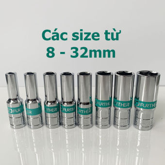 Đầu Tuýp (Đầu Khẩu) Dài 1/2 Chất Lượng FURTHER - Lẻ Đủ Size 8 10 12 13 14 17 19 32 mm