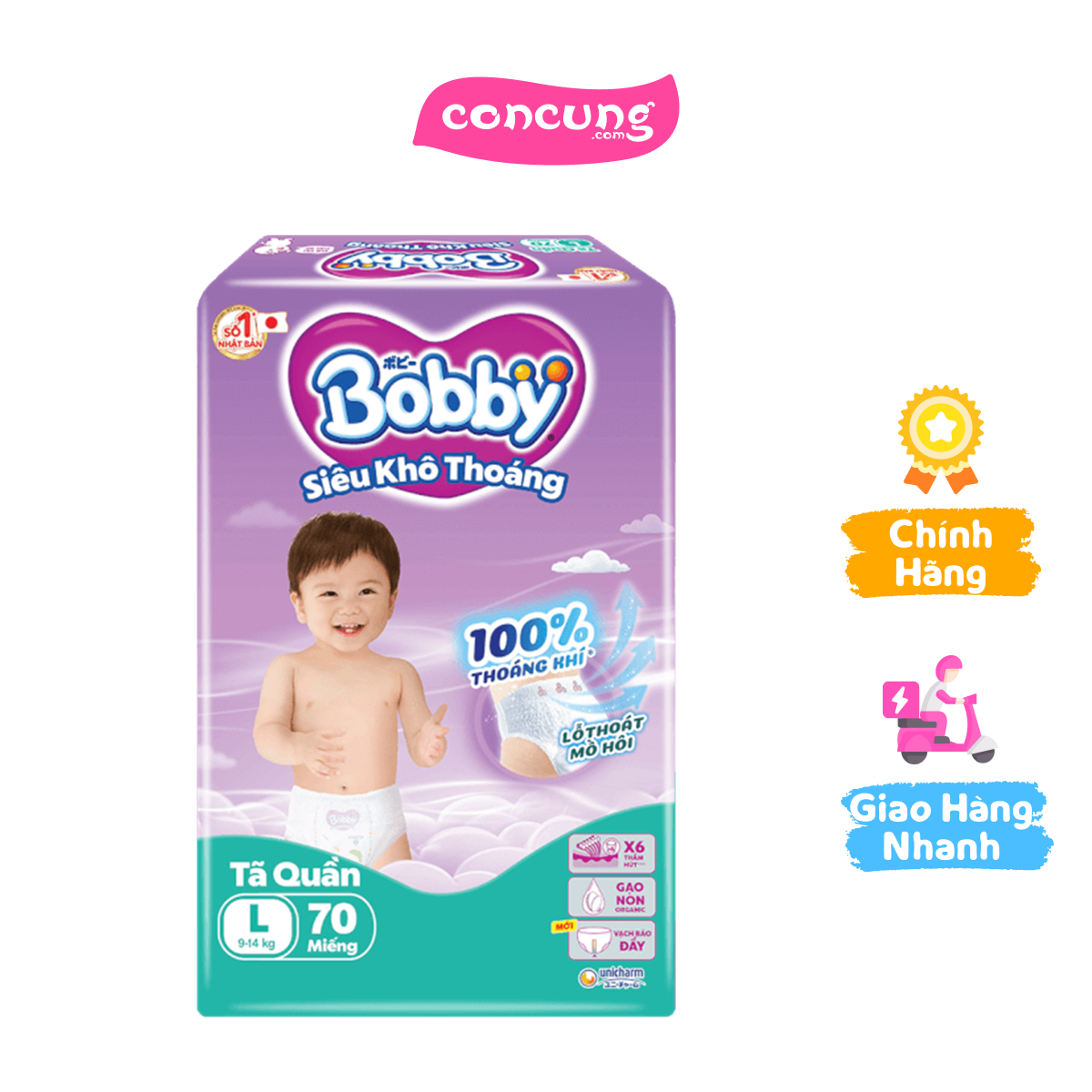 Tã quần Bobby size L 70 miếng