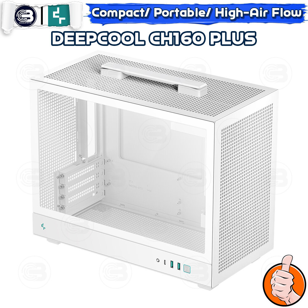 [CoolBlasterThai] DEEPCOOL CH160 PLUS WHITE M-ATX High-Airflow PC Case ประกัน 1 ปี ราคา 2,370 บาท*ส่งฟรี